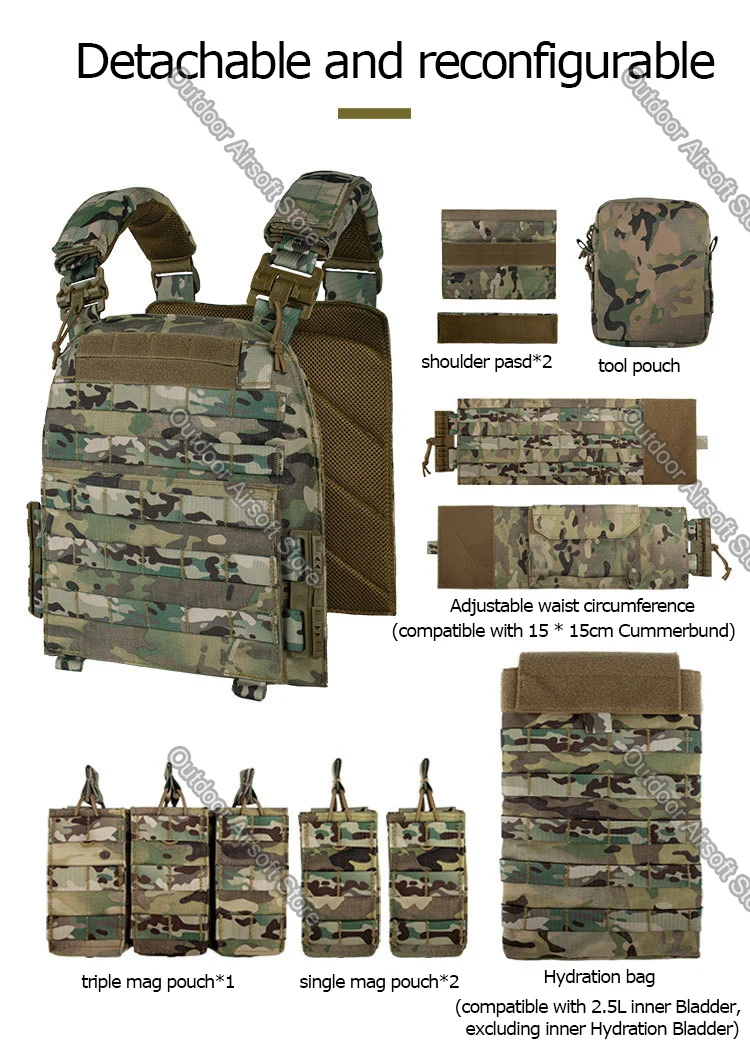 Chaleco táctico YAKEDA liberación rápida camuflaje secado rápido - imagen 4