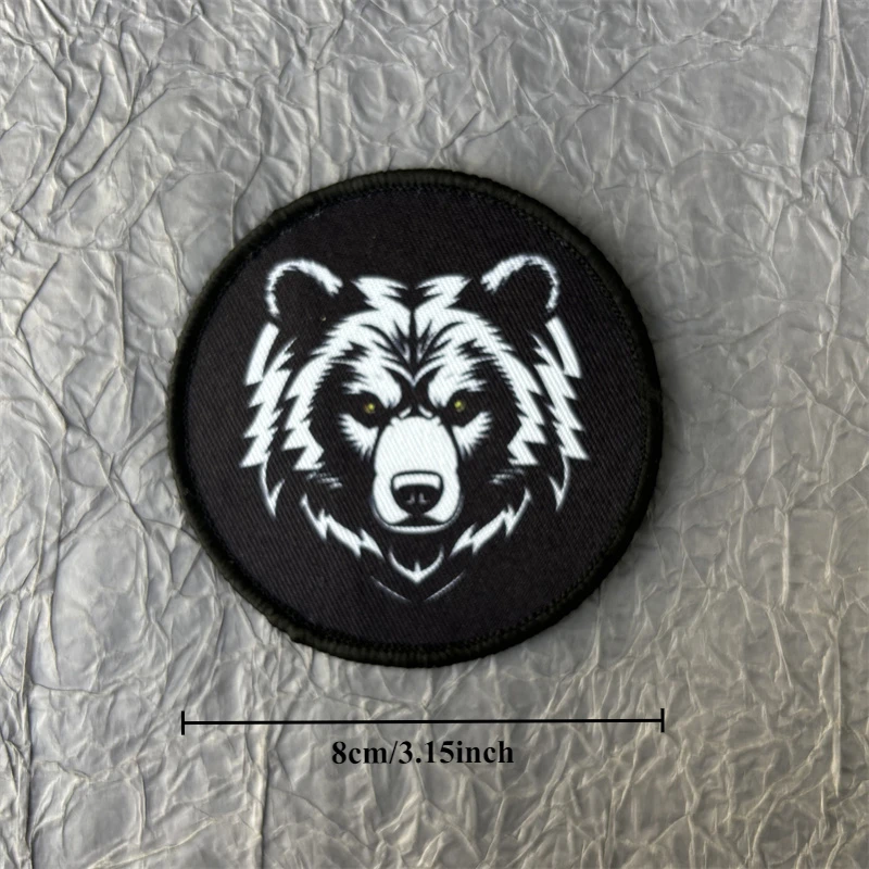 Parche táctico velcro oso negro – Insignia moral para uniforme