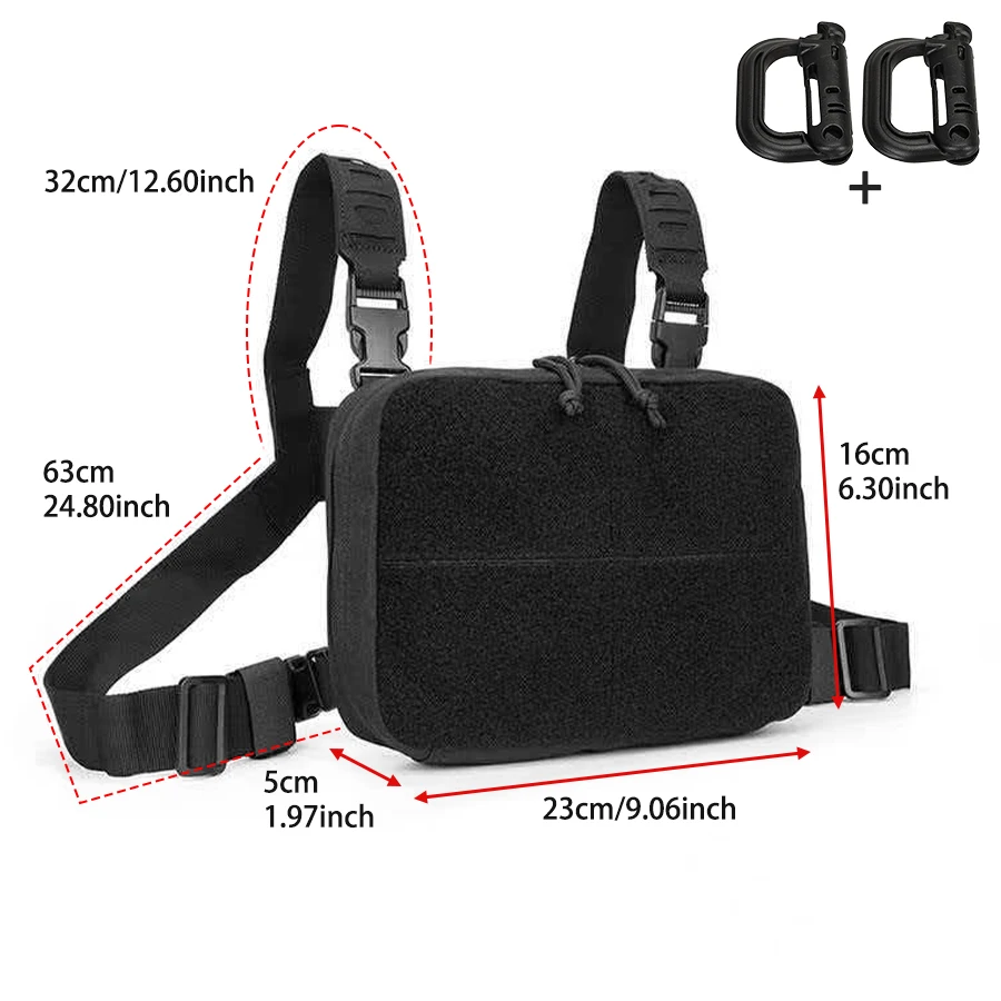 Bolsa táctica MOLLE de pecho doble cremallera para aire libre