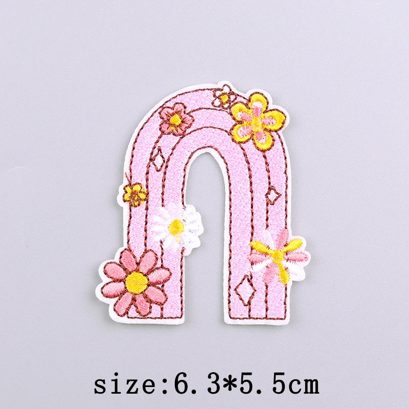 Parches bordados letras florales para planchar ropa – Corazón animado - imagen 3