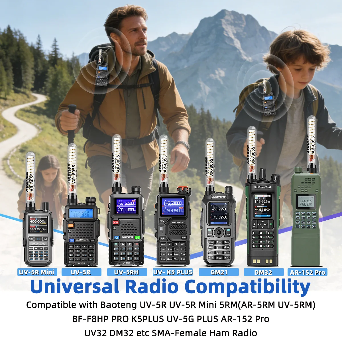 Antena Dual Band ABBREE AR-805S Alta Ganancia SMA f Baofeng - imagen 5