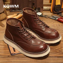 KOWM Botas trekking piel al tobillo, suela gruesa