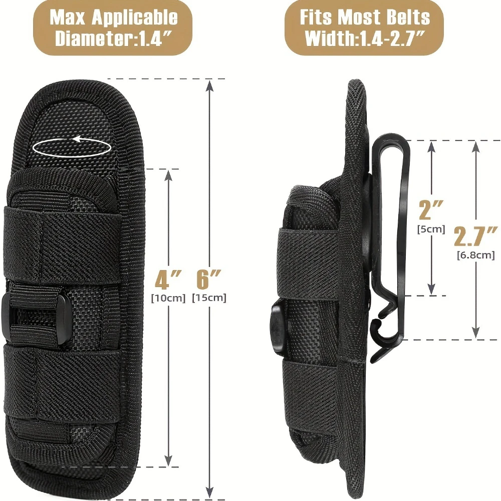 Funda táctica giratoria ajustable para linterna de cinturón - imagen 2