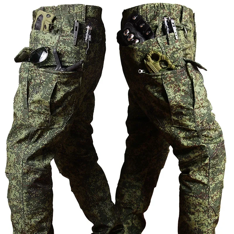 Pantalones tácticos invierno cargo softshell impermeable forro polar - imagen 4