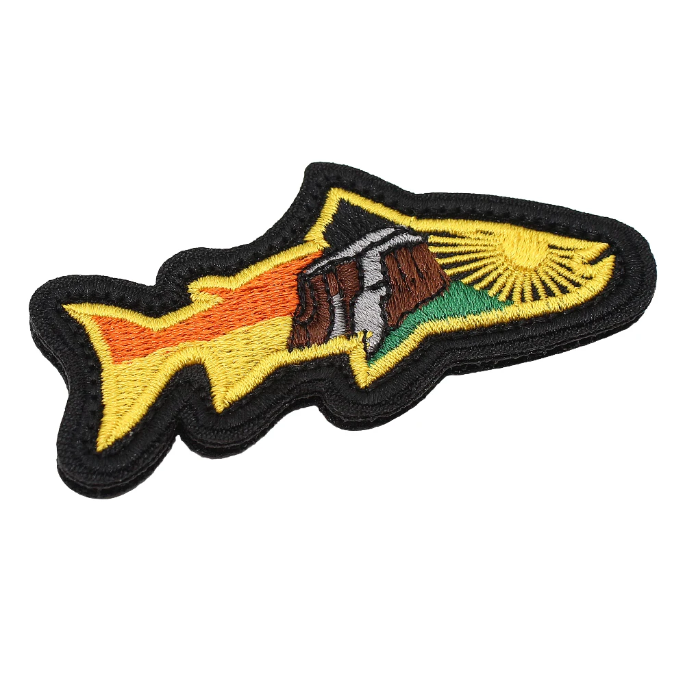 Parche táctico velcro pesca esqueleto pez y cerveza bordado - imagen 3