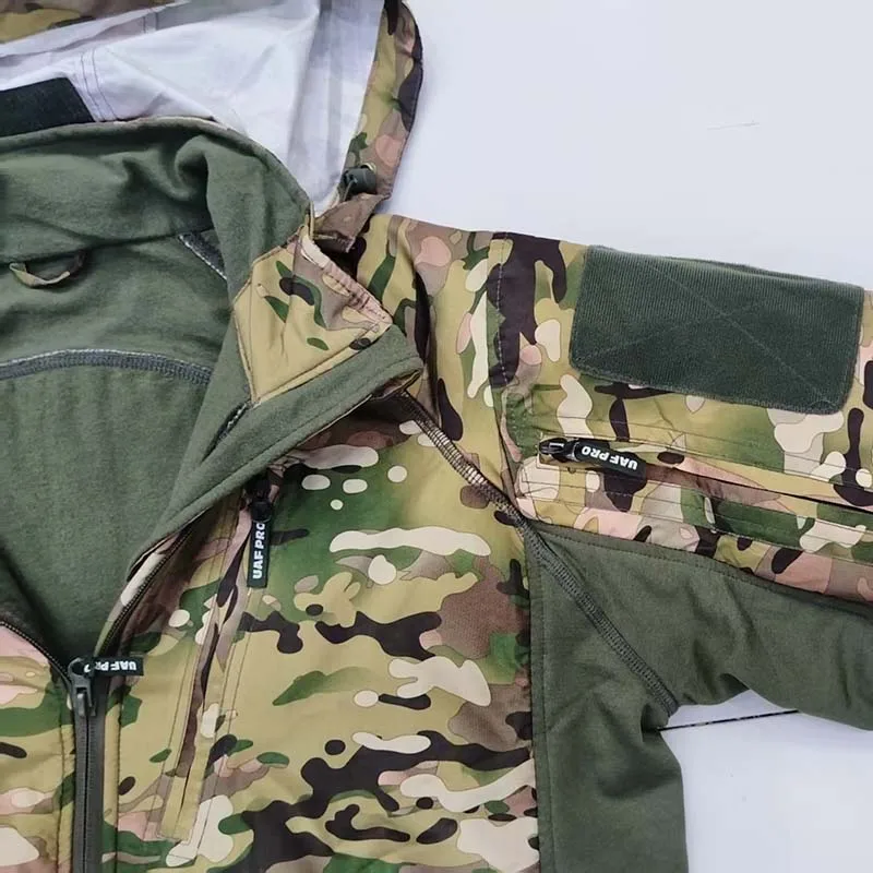 AU UAF Chaqueta de concha camuflaje suave, ligera con capucha