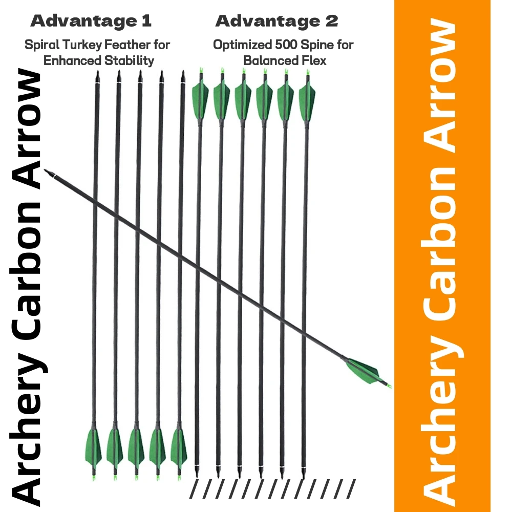 Flechas de carbono para arco recurvo y compuesto, caza diana blanco - imagen 3