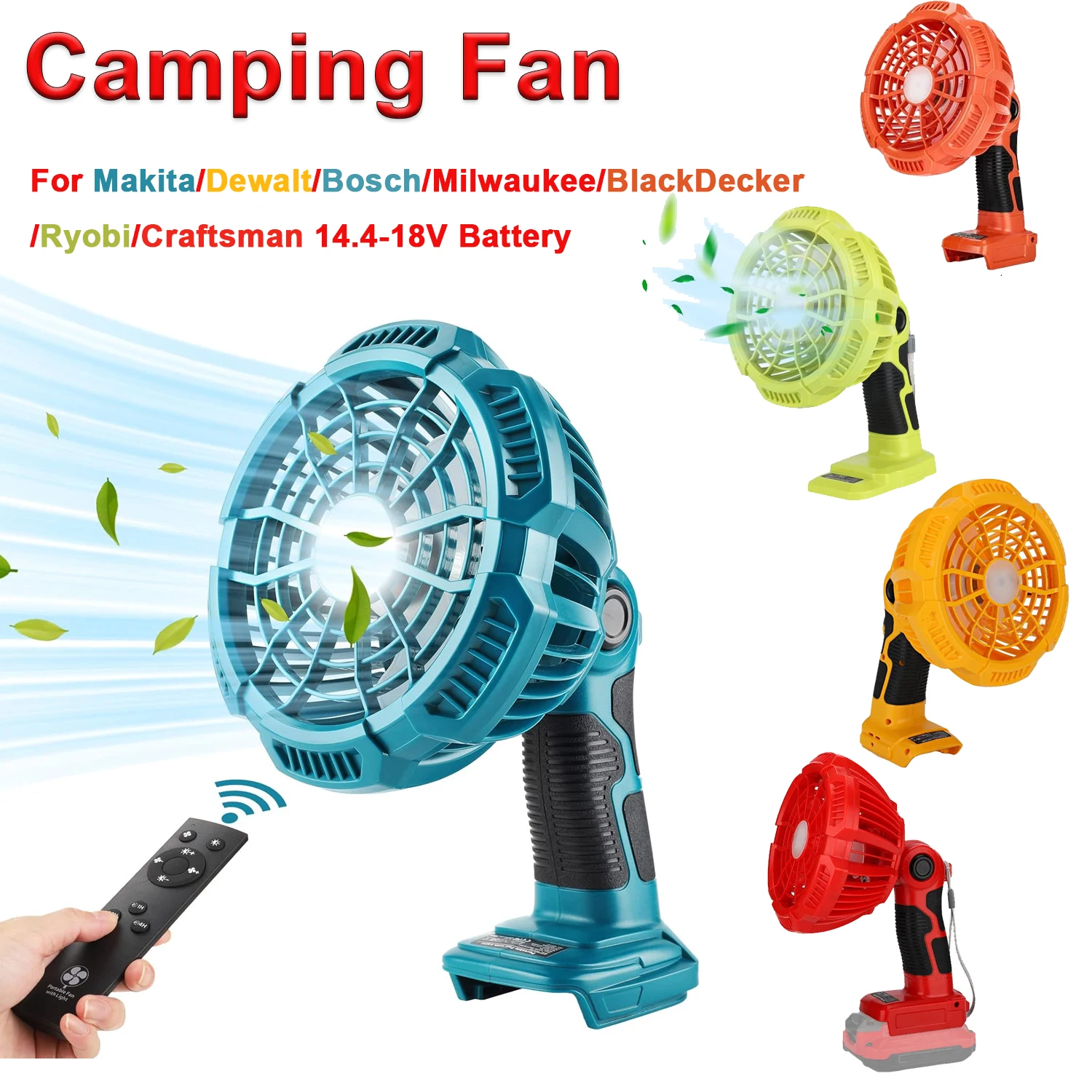 Ventilador portátil LED con carga USB-A y mando a distancia - imagen 3