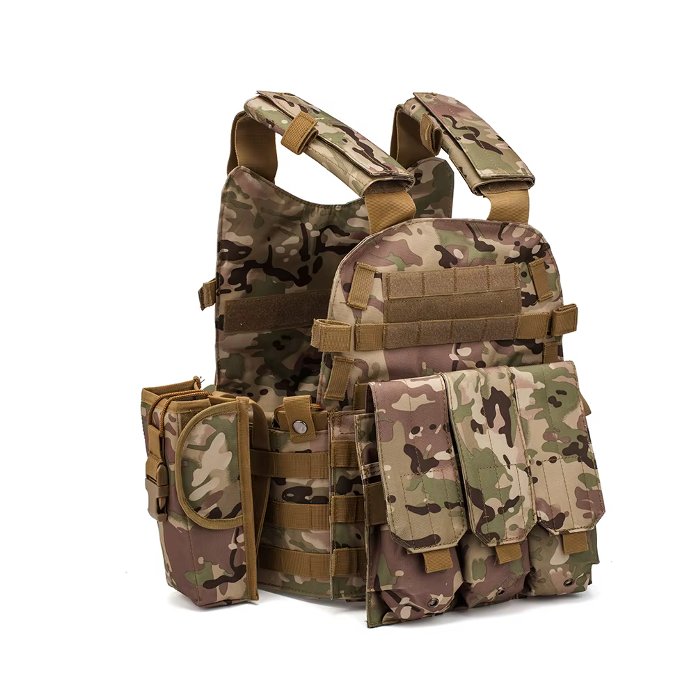 Chaleco táctico MOLLE portador de placa verde camuflaje – Airsoft y caza - imagen 5