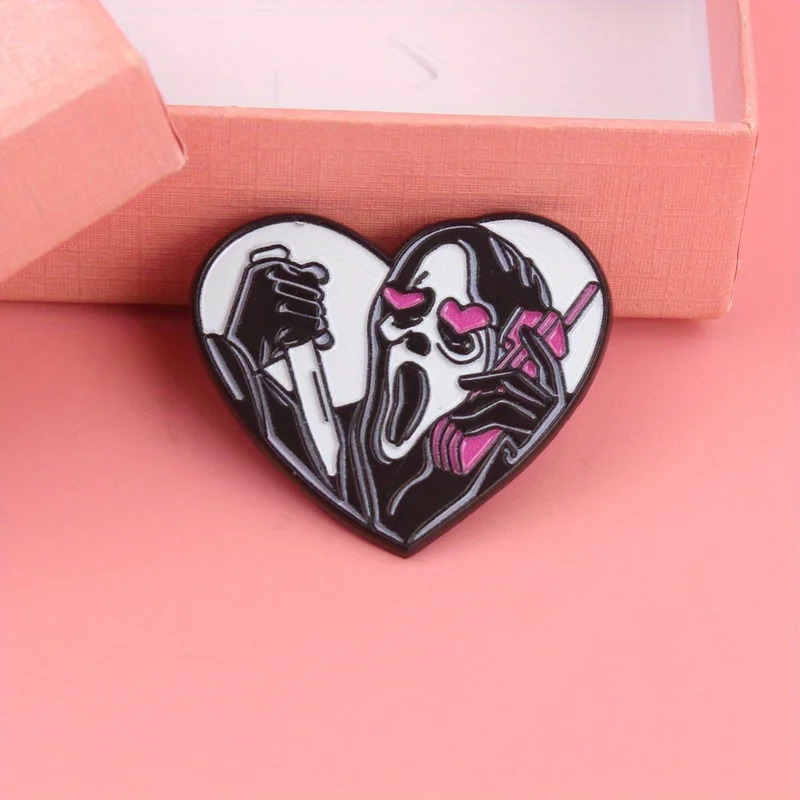 Insignia pin terror con máscara de conejito y teléfono de chicle - imagen 3