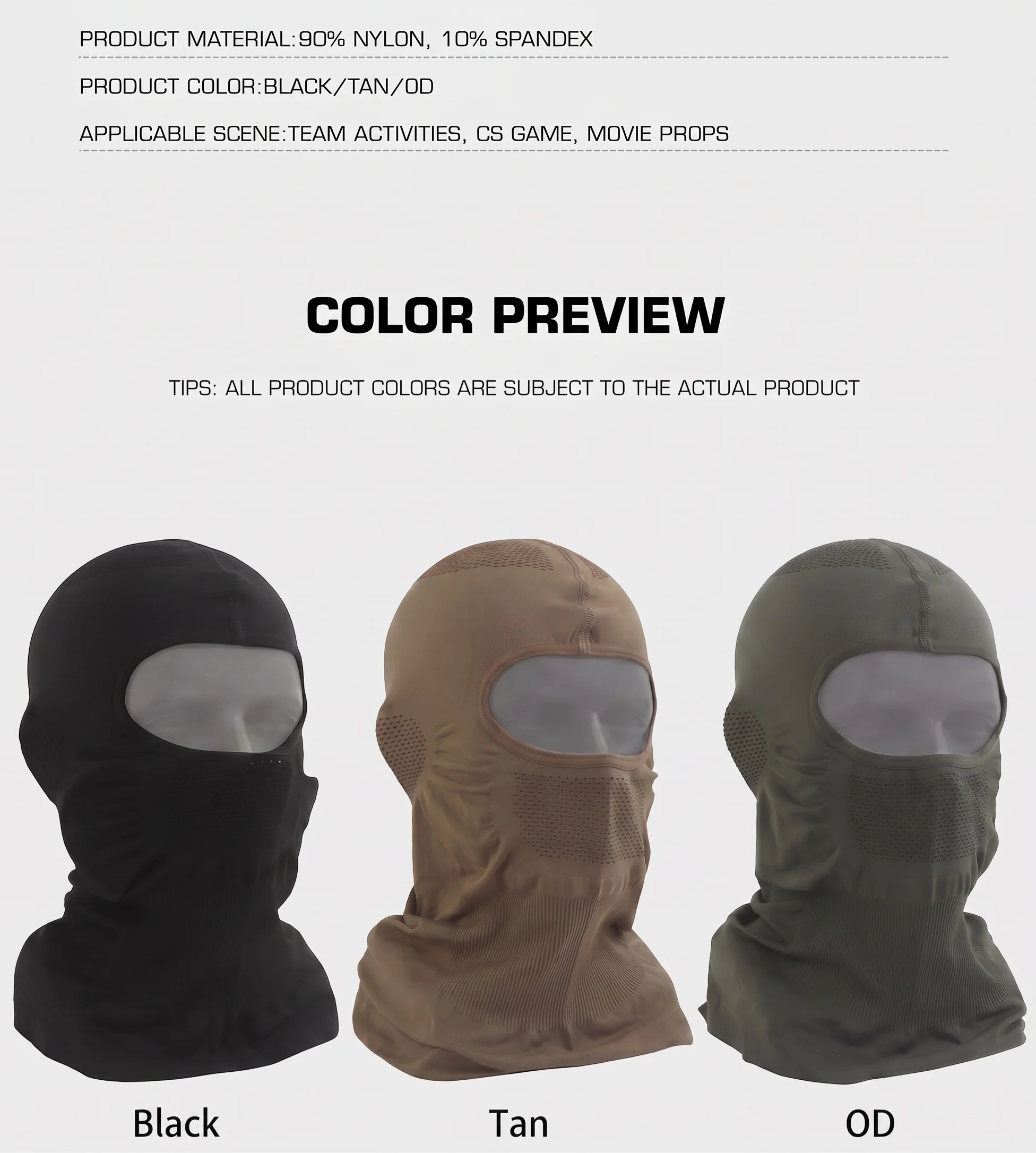 Pasamontañas táctico de malla transpirable, cubre rostro airsoft - imagen 4