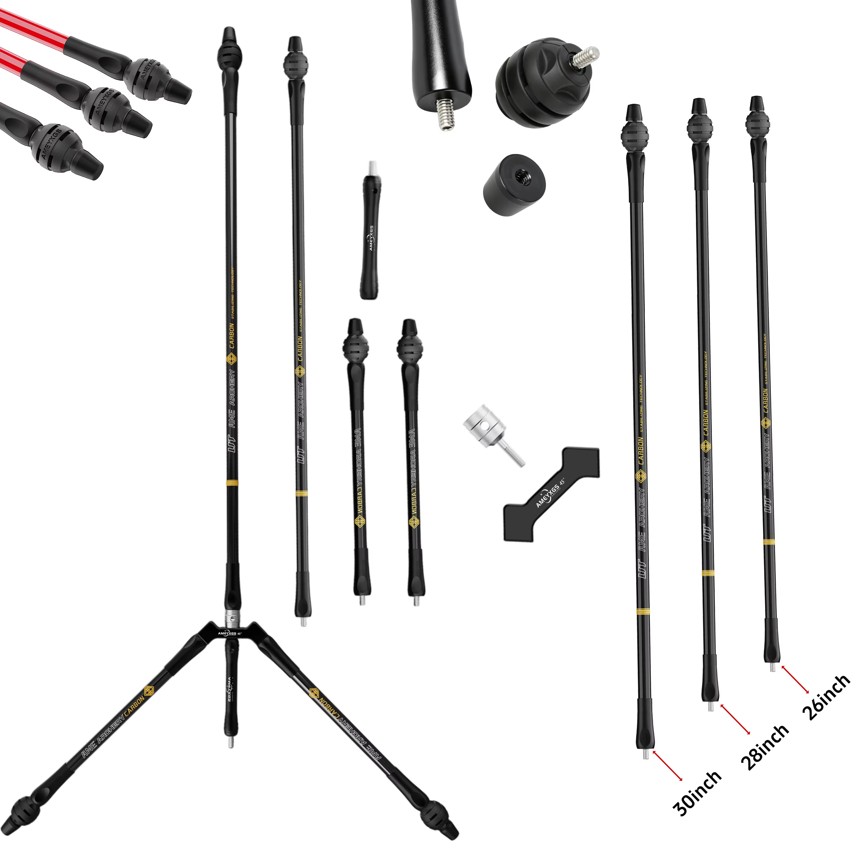 Varillas de equilibrio arquería carbono y aluminio con amortiguador V - imagen 2