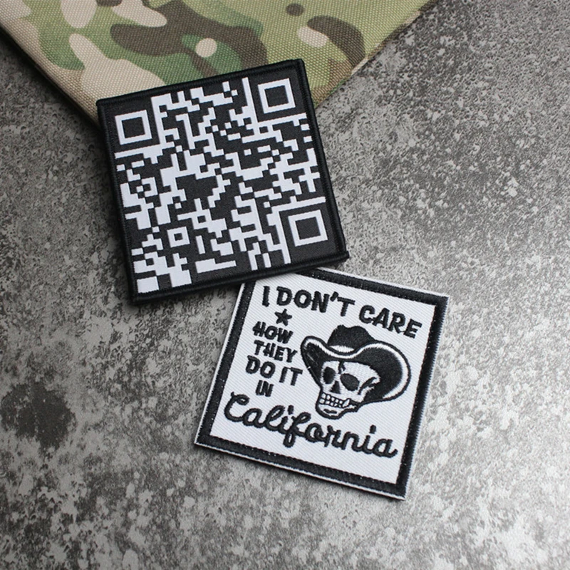 Parche bordado QR - Insignia táctica cuadrada California para chaleco - imagen 3