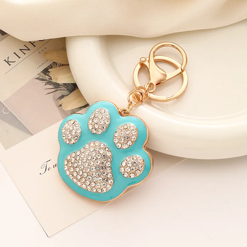 Llavero metálico huella de pata cristal brillante para mujer - imagen 3