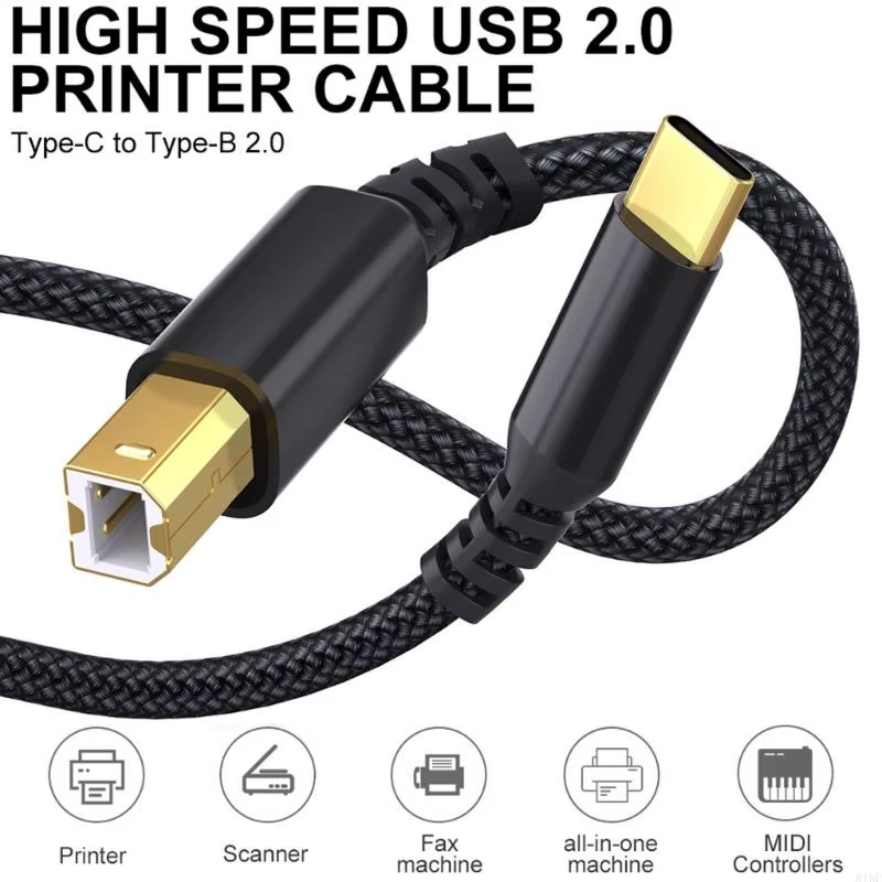 Cable USB Tipo C a B para impresora 3D – 480 Mbps K1KF Resistente - imagen 3