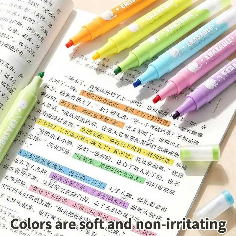 Resaltador fluorescente borrable punta oblicua caramelo para colorear