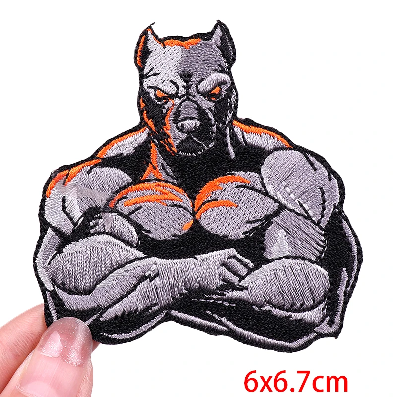 Parche bordado dinosaurio y oso muscular – termoadhesivo para coser - imagen 4