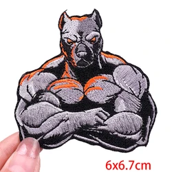 Parche bordado dinosaurio y oso muscular – termoadhesivo para coser