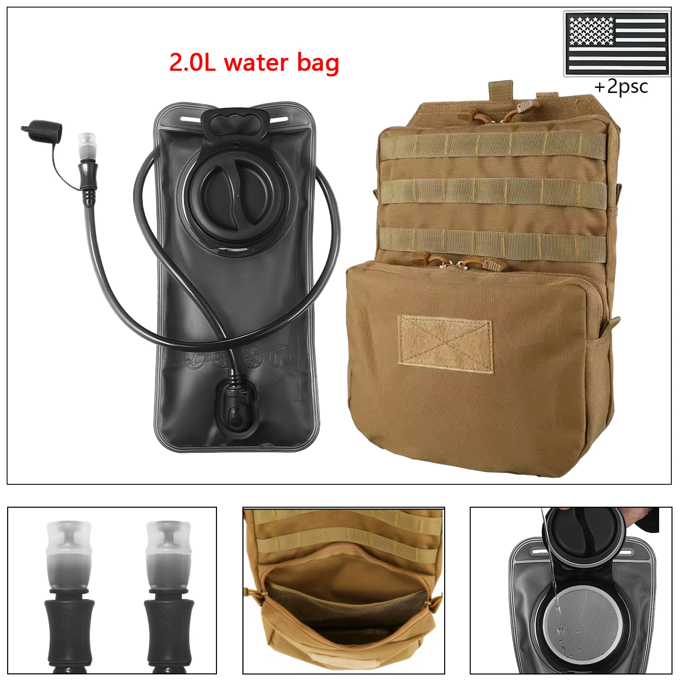 Bolsa de hidratación MOLLE gran capacidad para senderismo y bici - imagen 4
