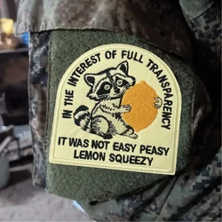Parche militar bordado Raccoon and Lemon con gancho MOLLE