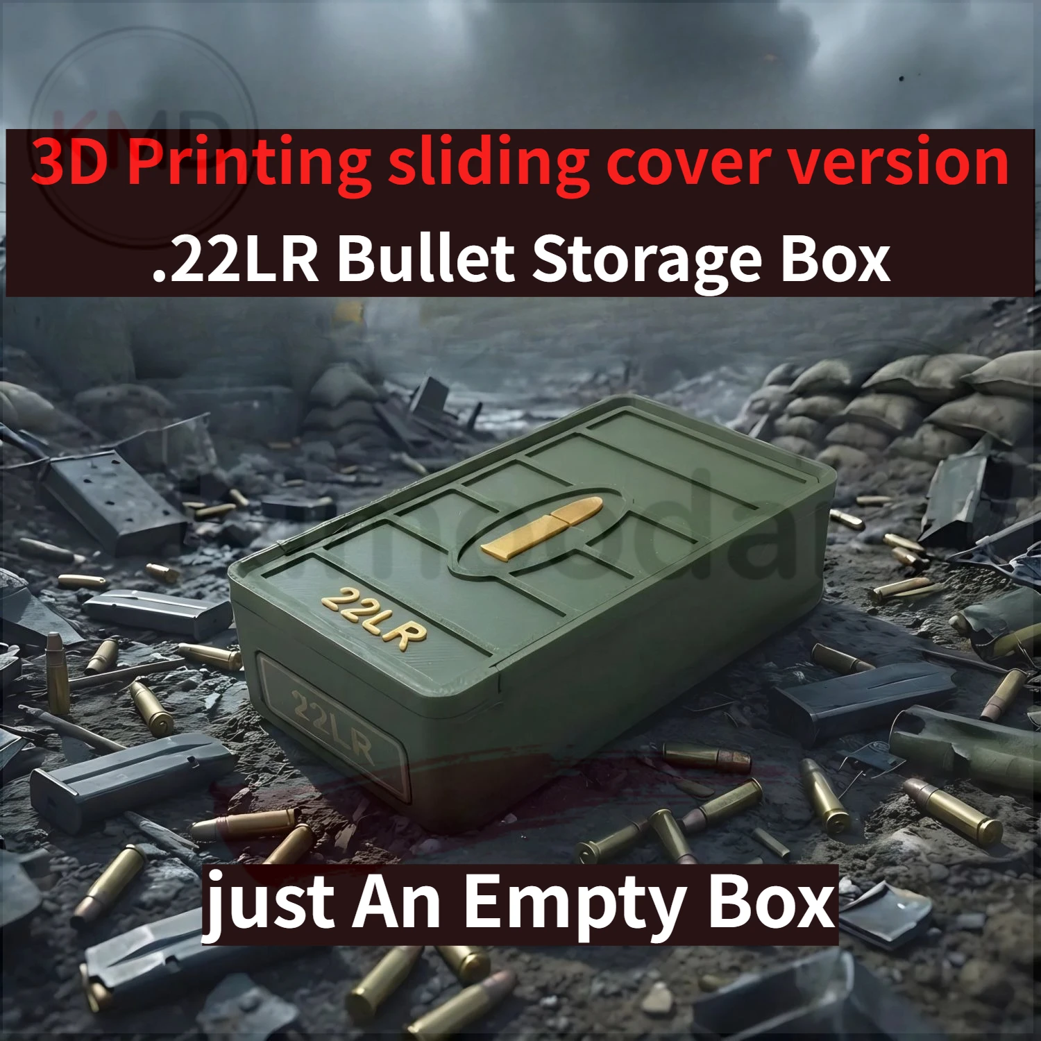 Caja de balas .22LR con tapa deslizante y diseño 3D - imagen 3