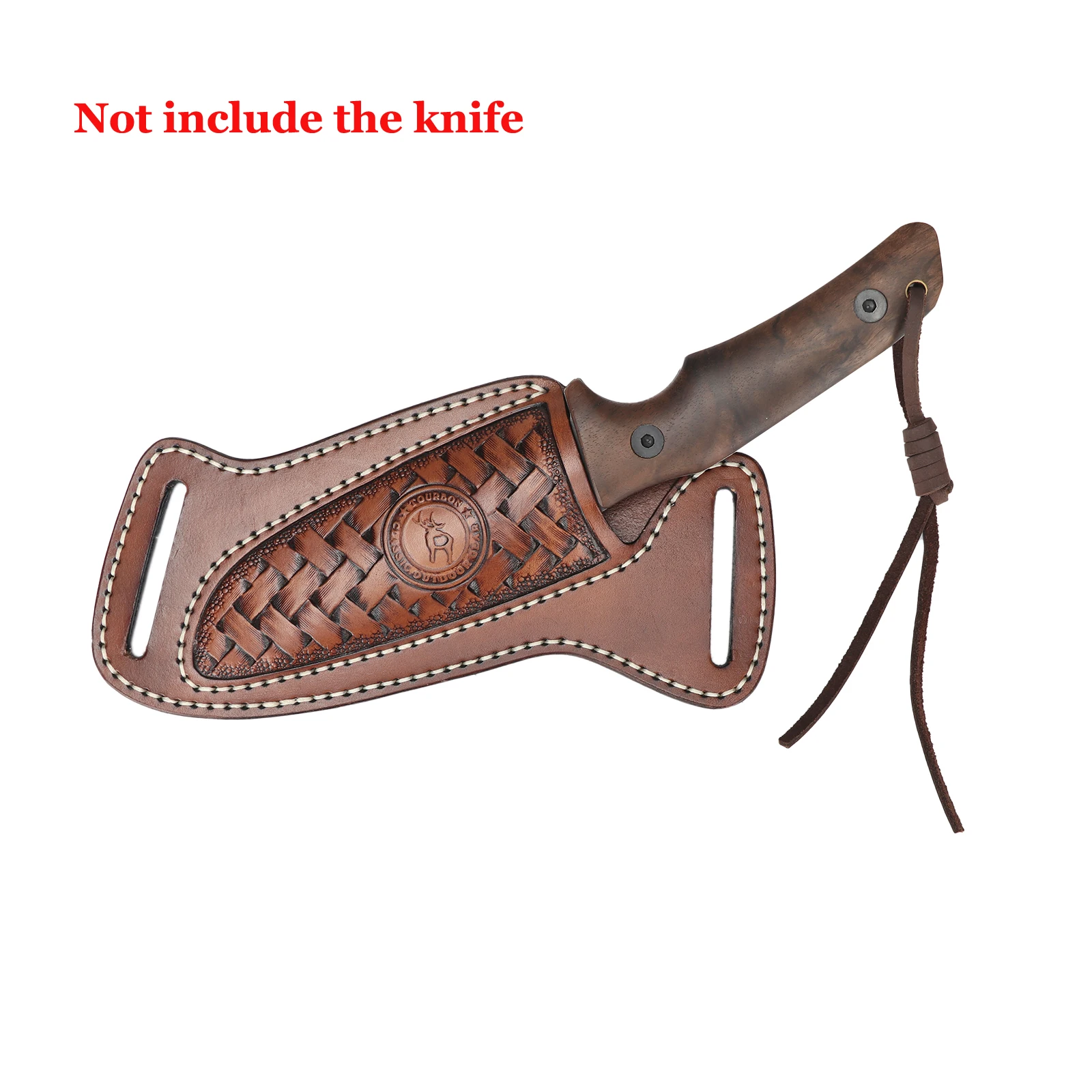 Tourbon funda de cuchillo hoja fija cuero marrón con cinturón - imagen 2