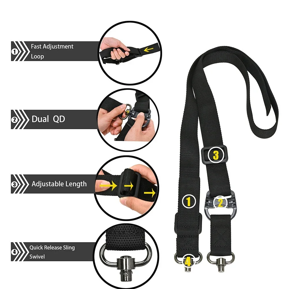 MS4 Correa táctica para rifle giratoria ajustable, cruzada