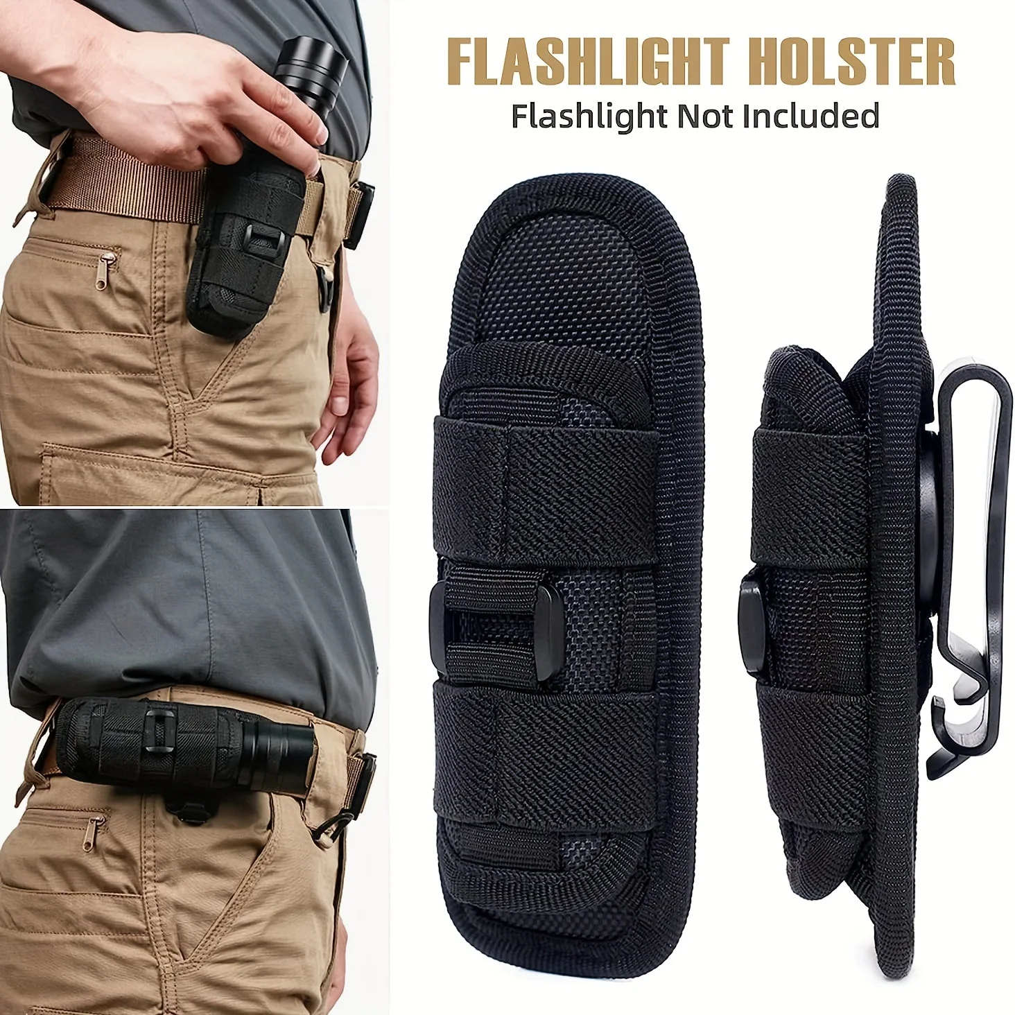 Funda táctica giratoria para linterna en uso