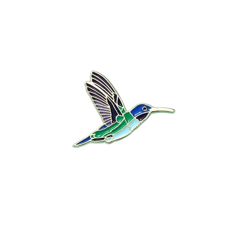 Pins de esmalte de animales rana, camaleón y colibrí para solapa - imagen 3