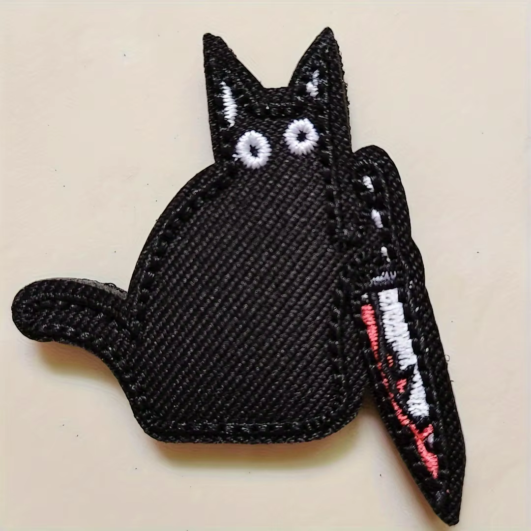 Scaredy Parche táctico bordado con Velcro para mochila gato negro - imagen 3