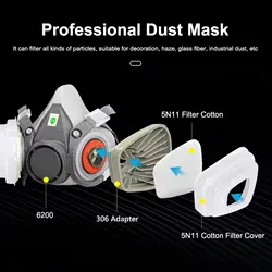 3M Mascarilla media cara 6200 con adaptador de filtro 306 antipolvo