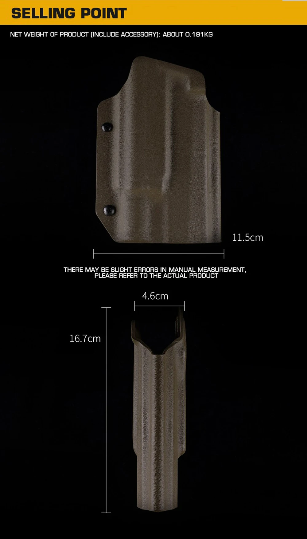 Detalle de la funda para pistola con linterna