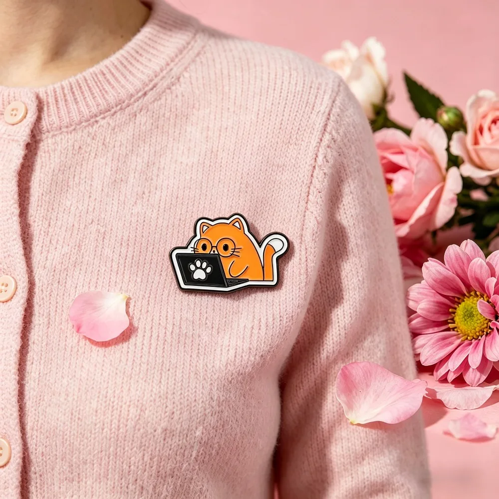 Pin de solapa táctico broche esmaltado gato naranja adorables - imagen 5