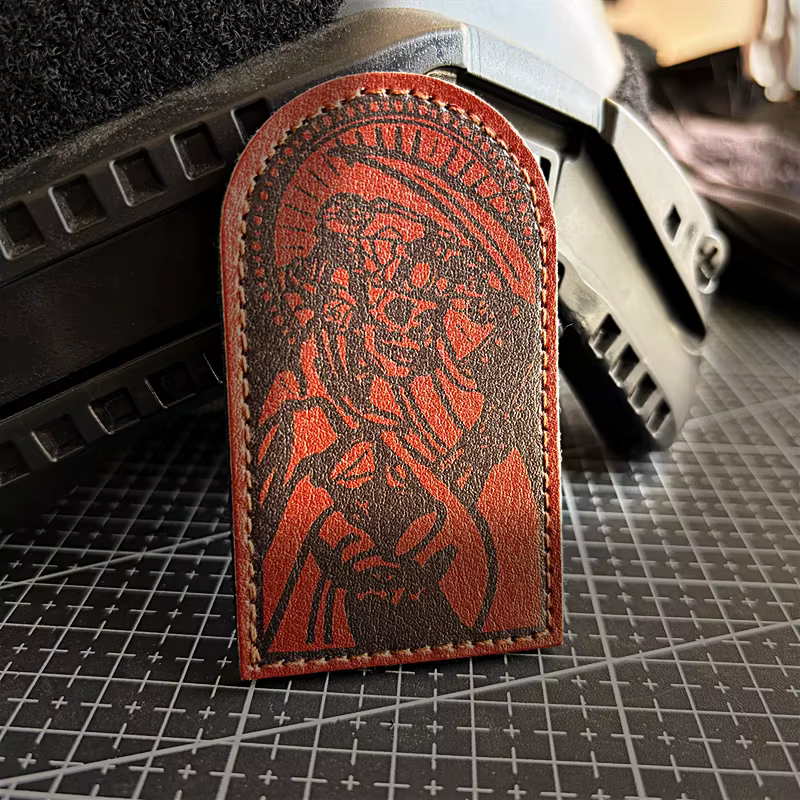Parche táctico calavera Reaper PU con velcro moral de cuero militar - imagen 3
