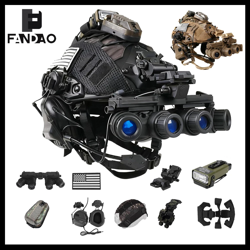 Casco táctico protector rápido ajustable NVG con auriculares y luz