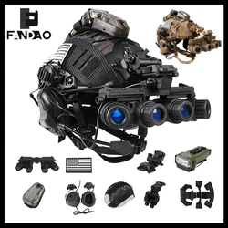 Casco táctico protector rápido ajustable NVG con auriculares y luz
