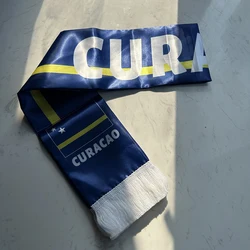 Bufanda Curazao satén doble cara con borlas