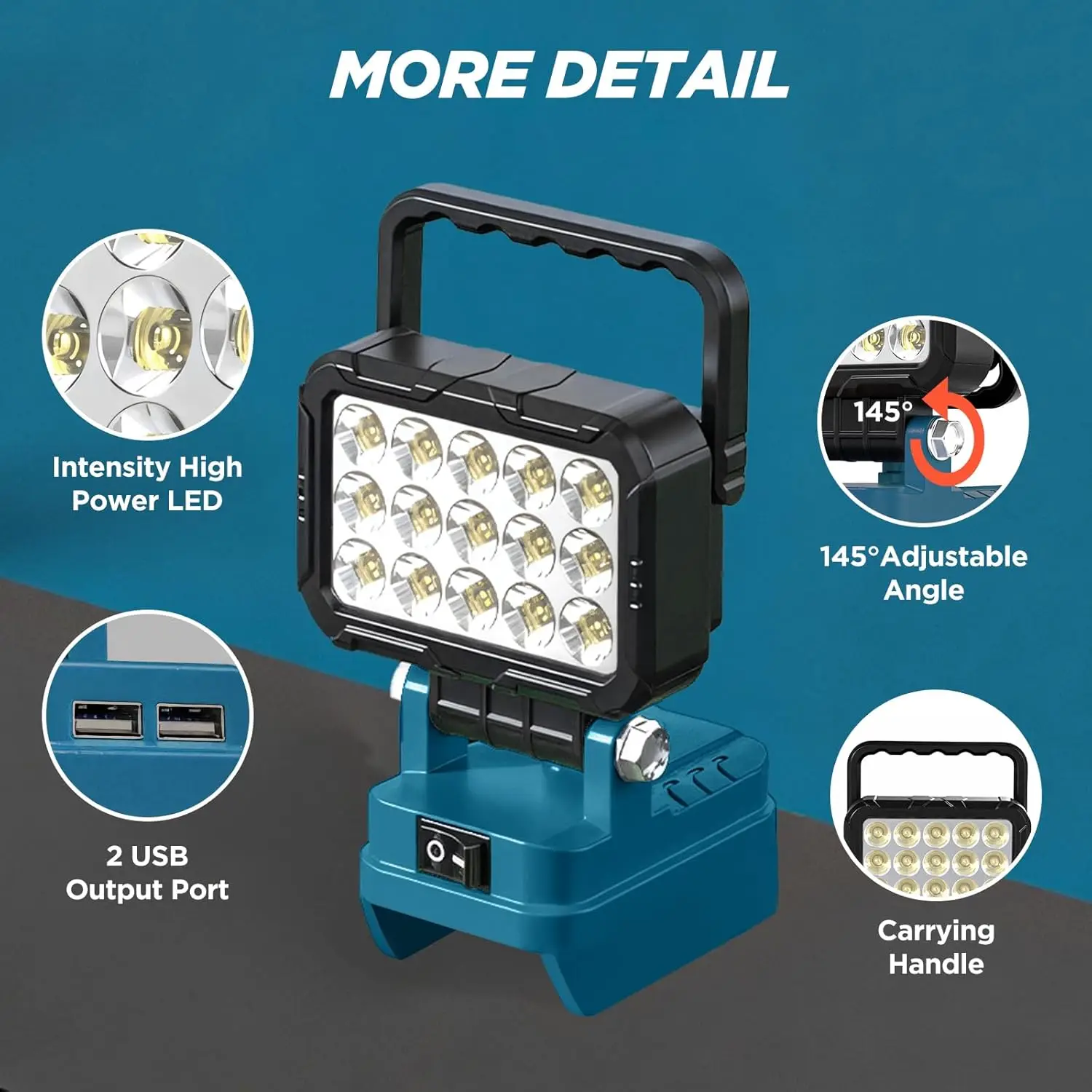 Lámpara de trabajo LED Makita inalámbrica con USB y batería no incluida - imagen 4