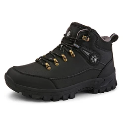 HIKEUP Botines tácticos invierno – Cuero negro transpirable seguridad