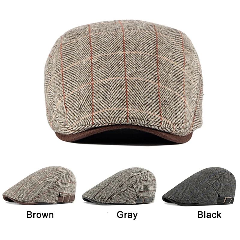 Gorra plana cabbie herringbone ajustable – Otoño unisex - imagen 4