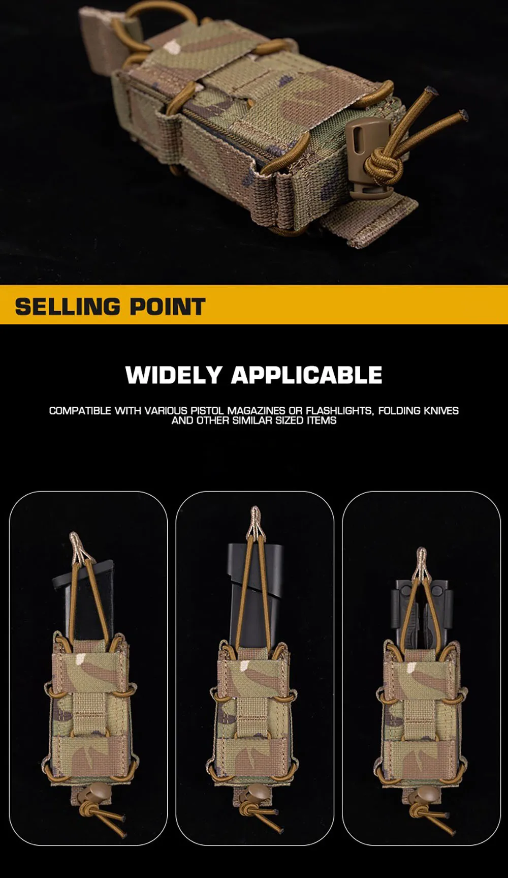 Bolsa táctica SINAIRSOFT MR vista lateral mostrando dimensiones compactas