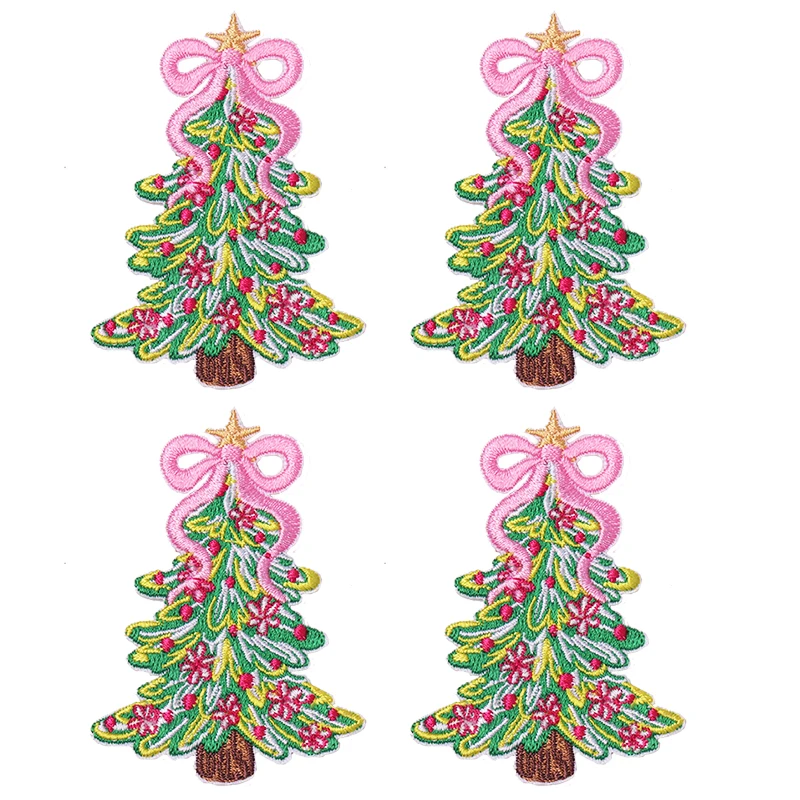 Parches termoadhesivos bordados letras Navidad lazo árbol para ropa