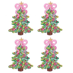 Parches termoadhesivos bordados letras Navidad lazo árbol para ropa