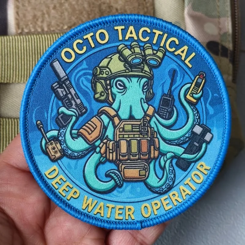 Parche táctico operador aguas profundas pulpo con velcro para ropa