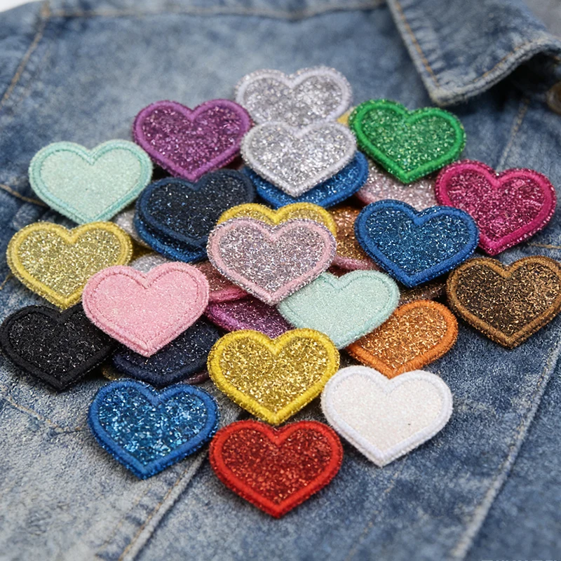 Parche termoadhesivo estrella y corazón con brillantina para ropa DIY - imagen 5