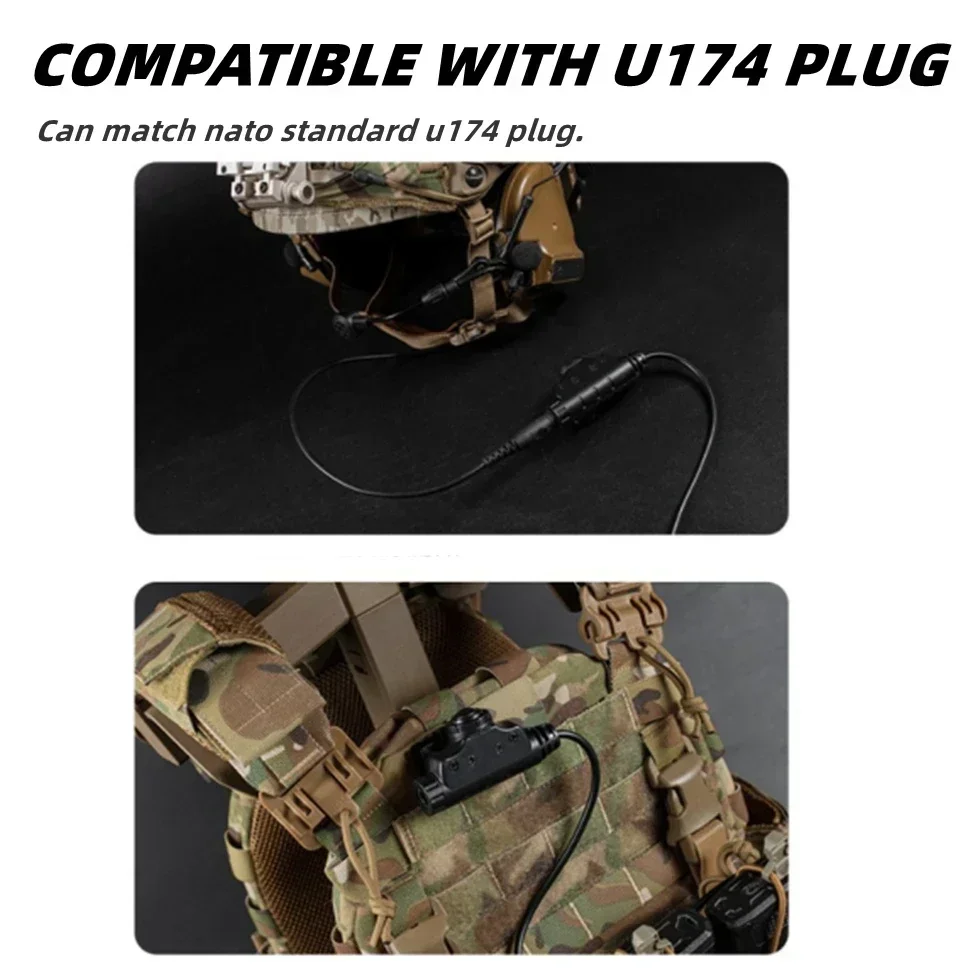 Cable PTT para auriculares airsoft con adaptador Kenwood y Baofeng - imagen 4