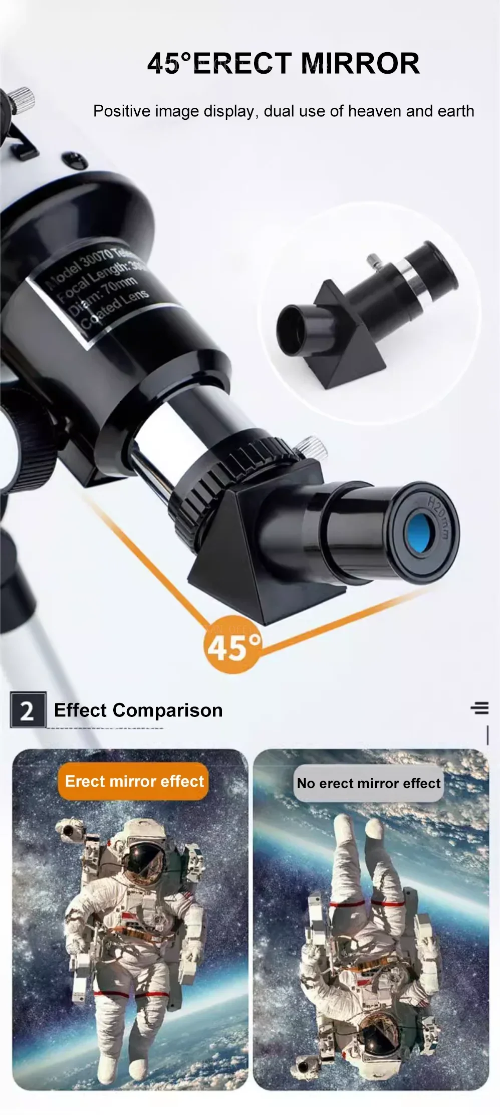 Adaptador smartphone acoplado al telescopio refractor