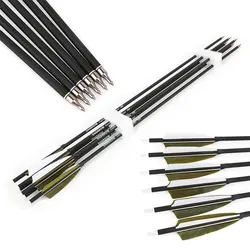 Flechas de carbono con plumas auténticas para caza y tiro