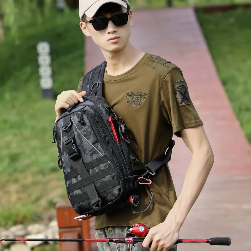 Mochila táctica de nailon bandolera para pesca y exteriores - imagen 4