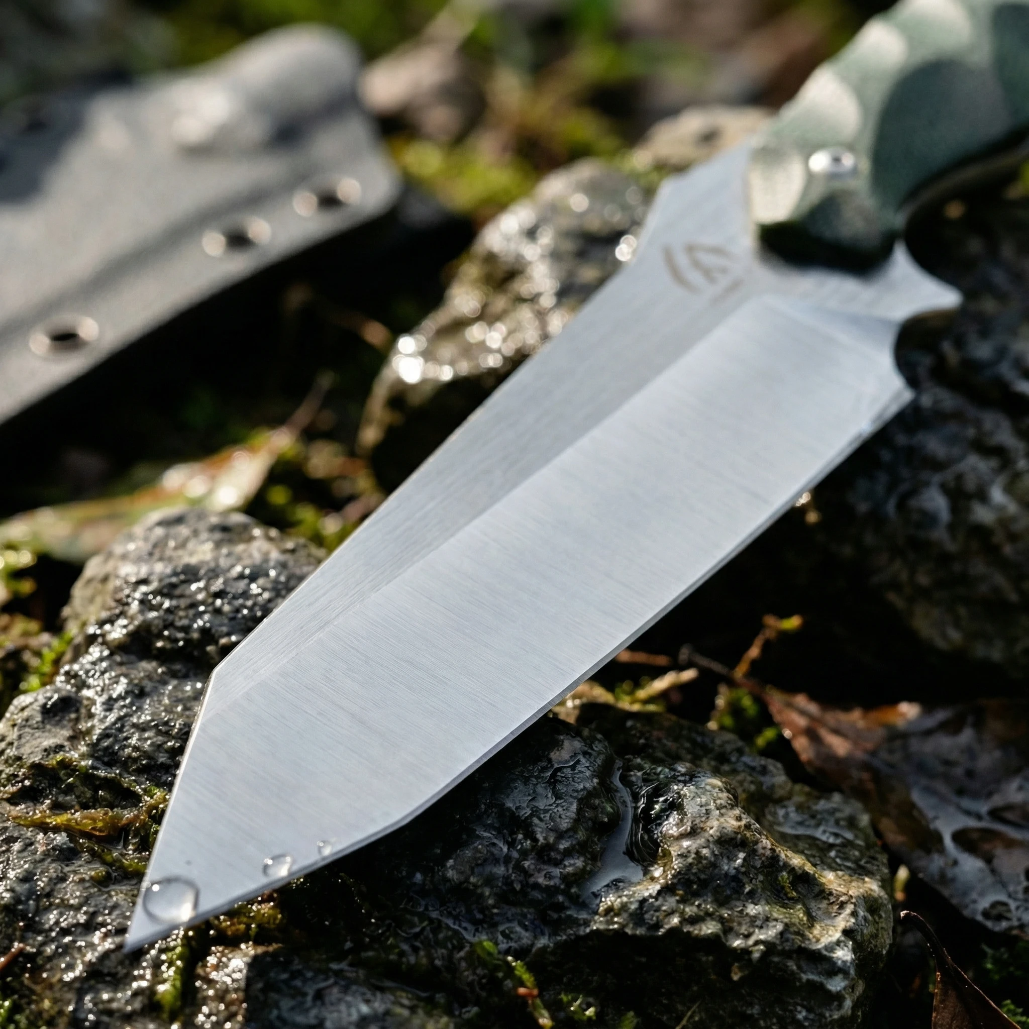 Cuchillo hoja fija táctico para exteriores con mango de lino y funda - imagen 4